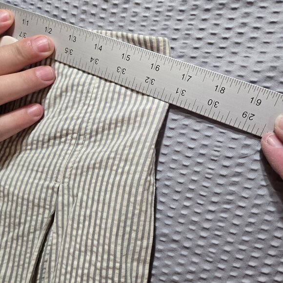 J Crew Gray & White Striped Seersucker Nautical Academia Pleated Cotton Skirt - Picture 11 of 12